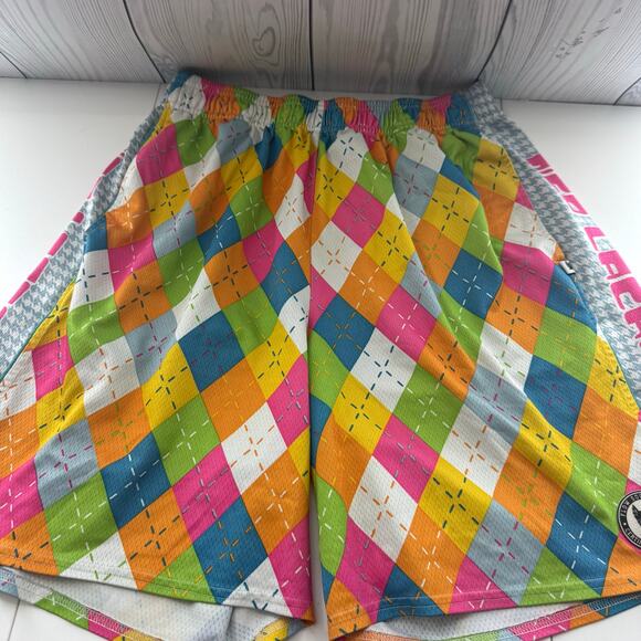 Flow Society Neo Lacrosse Multicolor Argyle Elastic Waist Shorts Men's Size XL - Picture 1 of 9
